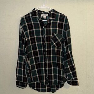LIFE After Denim Green Plaid Button-Down Shirt